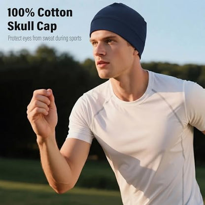 100% Cotton Skull Caps for Men Women, Sleeping Cap Beanie for Locs - color: Set K