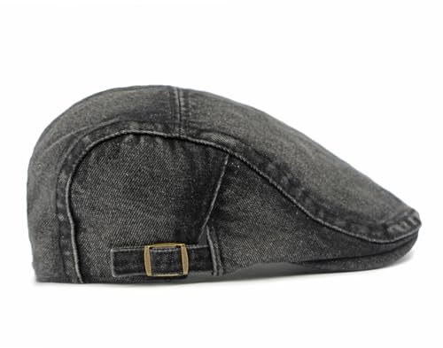 Cotton Newsboy Cap,Breathable Ivy Gatsby Cabbie Beret Hat for Men's Women Driving Hunting Golf - color: Denim Black