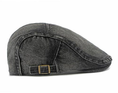 Cotton Newsboy Cap,Breathable Ivy Gatsby Cabbie Beret Hat for Men's Women Driving Hunting Golf - color: Denim Black