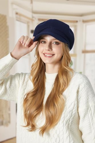 Sumolux Women Beret Newsboy Hat French Cap Classic Winter - color: Navy Blue