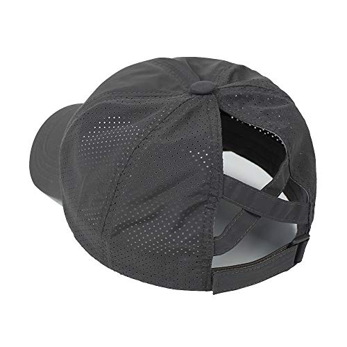 Womens Criss Cross Ponytail Hat Quick Drying Baseball Cap Sun Hats UV Protection Sport Cap - color: (2-pack)black/Dark Grey