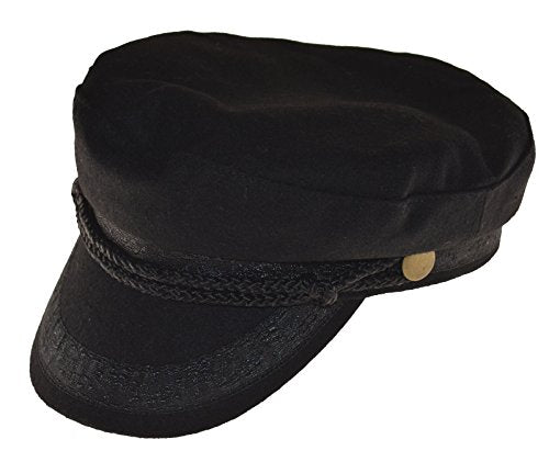 Broner Wool Blend Fisherman Cap Greek Sailor Hat Black - size: X-Large