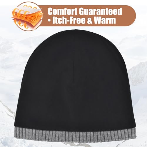Unisex XXL Winter Hat, Fleece Lined Beanie Skull Cap Thermal Beanies Warm Ski Hat for Cold Weather - color: Heather Gray