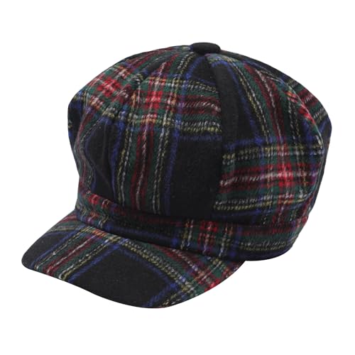 ZLYC Women Classic Newsboy Cap Visor 8 Panel Gatsby Cabbie Paperboy Hat - color: Dark Navy