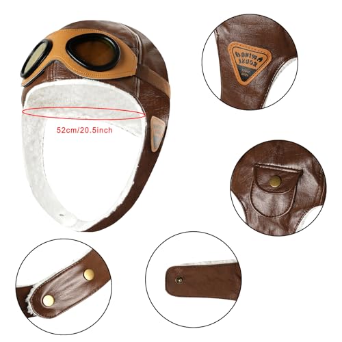 Pistha Pilot Aviator Costume for Kids Aviator Hat with Goggles and Withe Scarf Set