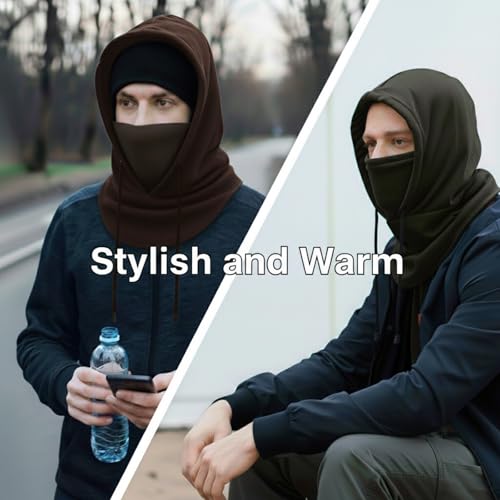 Eurzom 4 Pcs Winter Fleece Balaclava Face Mask - color: Coffee, Army Green, Wine Red, Gray