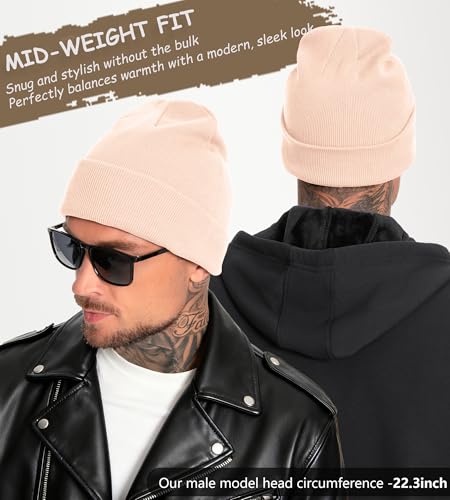 100% Cotton Beanie for Women Men Soft Knit Beanies Warm Winter Hat - color: Light Pink