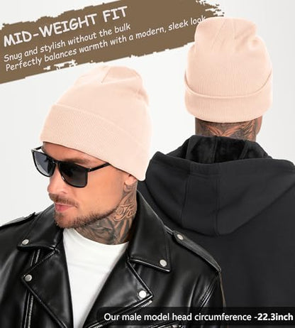 100% Cotton Beanie for Women Men Soft Knit Beanies Warm Winter Hat - color: Light Pink