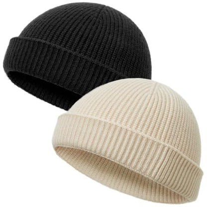 vidsel Thin Wool Fisherman Beanie Hat for Men Women Fall Winter Fashion Cap - color: 2-black, Beige