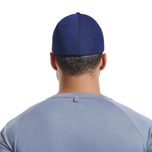 6 Panel Stretch Full Closed Baseball Caps Men's Blank Fitted Cap Curved Brim Elastic Closed Back Hat Q2426 - color: Navy