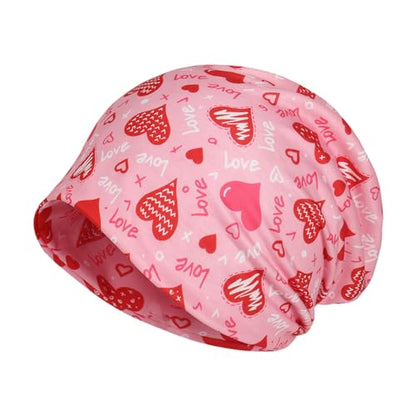 Jemis Sweet Heartwarming Breast Cancer Beanie Hat, Romantic Knitted Hat, Cancer Headwear Caps Baggy Skull Sleep Scarf - color: 2 Pack White & Pink