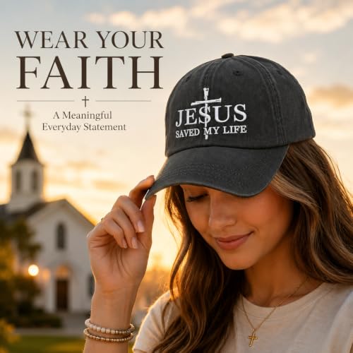 Man of God Husband Dad Embroidered Hat Camping Caps for Women - color: Jesus Saved My Life 35