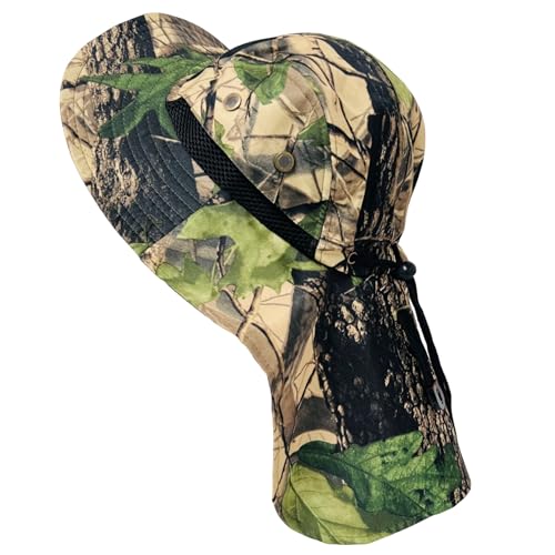 Packable and Adjustable Mesh Boonie Sun Hat with Neck Flap - color: Tan Hardwoods Camo