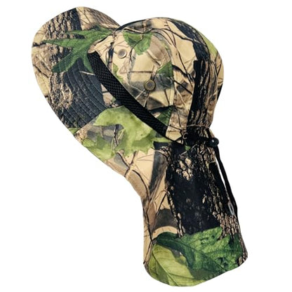 Packable and Adjustable Mesh Boonie Sun Hat with Neck Flap - color: Tan Hardwoods Camo
