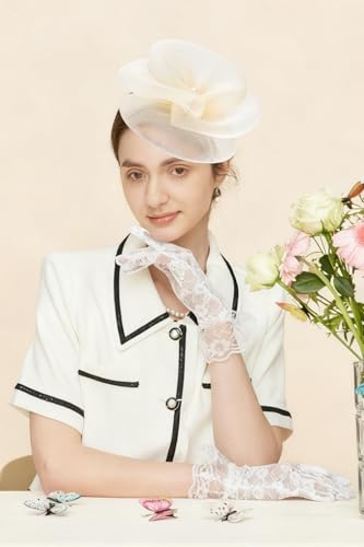 Gionforsy Women Fascinators Hats Tea Party Hats Accessories for Women - color: Beige