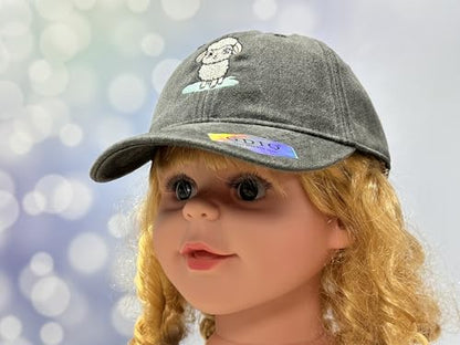 Adjustable Embroidery Animal Baseball Hat for Kid Toddler Child - color: Lamb (Washed Black)