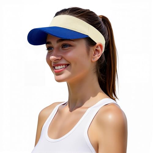 American Trends Sun Visor Hat for Women, Lightweight Quick-Dry Golf Visor - color: Z Blue-white