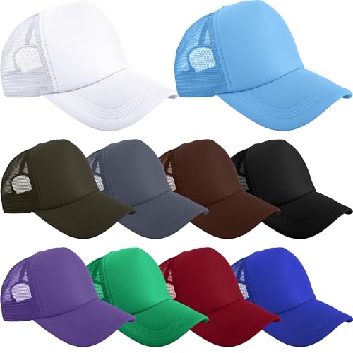 10 Pcs Adult Blank Trucker Hats Bulk Sublimation Baseball Cap Plain Trucker Hat for Men Women Outdoor Sport - color: Color Style 4