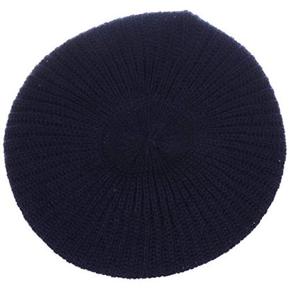 an Fall Winter Knit Beanie Beret Hat for Women Soft Knit Lining Many Styles - color: Navy Blue