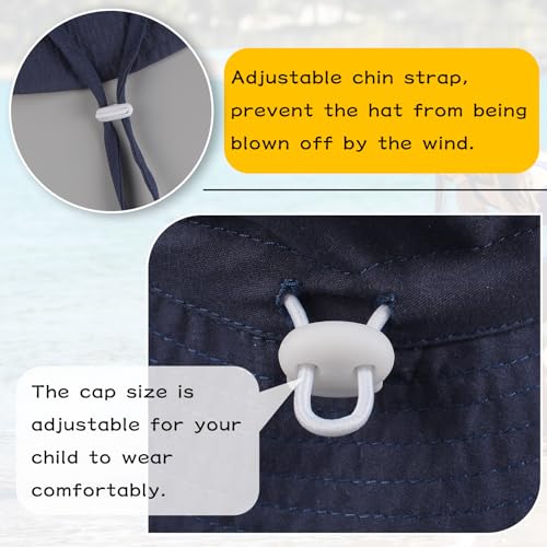 Peecabe Summer Baby Sun Hat for Boys Girls UPF 50+ Wide Brim Toddle Bucket Hat Adjustable Baby Beach Cap 0-8 Years - color: A-navy, size: 6-24 Months