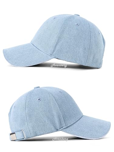 Sandwich Brim High Crown Baseball Cap – Logo-Free – Deep Fit Structured Hat for Men & Women – Minimalist Design - color: Blue Denim / White Sandwich