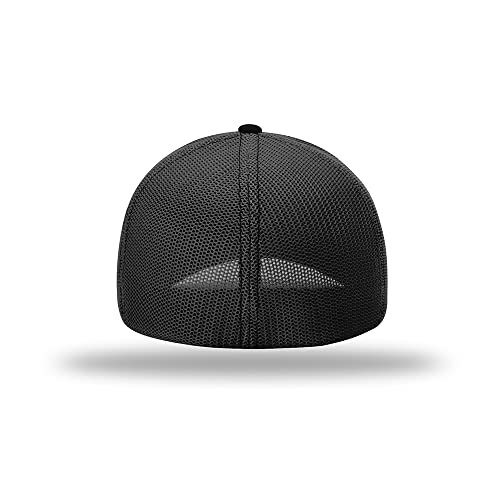 Richardson 110 Trucker R-Flex Baseball Cap| Fitted Mesh Back Hat - color: Black, size: Small-Medium
