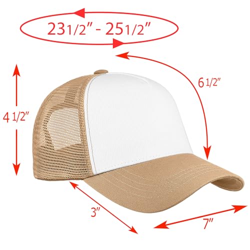 Falari 12 Pack Bulk Wholesale Mesh Trucker Hats 5 Panel and 6 Panel Baseball Caps for Men and Women - color: 5 Panel - Khaki