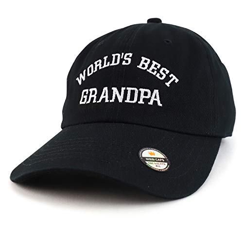 Trendy Apparel Shop World's Best Grandpa Embroidered Low Profile Soft Cotton Dad Hat Cap - color: Black
