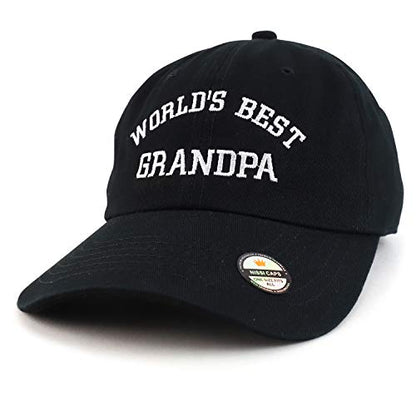 Trendy Apparel Shop World's Best Grandpa Embroidered Low Profile Soft Cotton Dad Hat Cap - color: Black