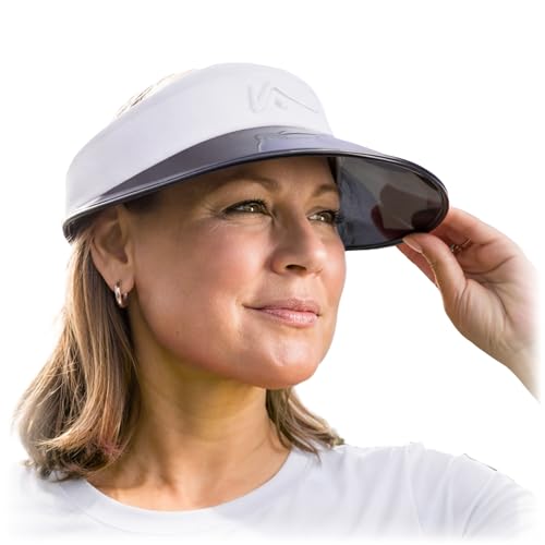 VISTO Transparent Brim Wide Brim Visor for Women - Obstruction Free Visibility, No Glare & Complete UV Sun Protection - color: White