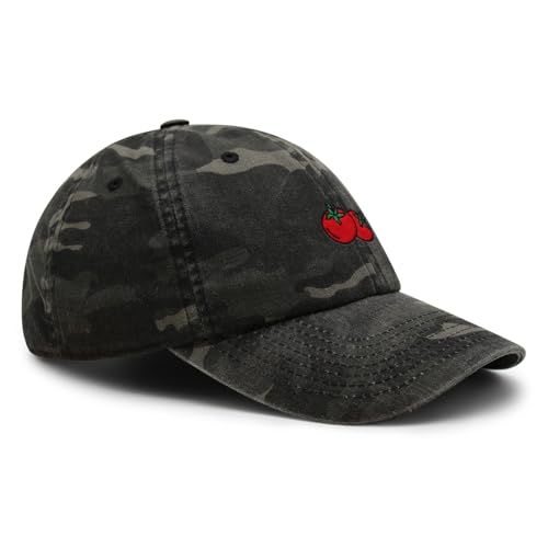 JPAK Two Tomatoes Premium Dad Hat Embroidered Cotton Baseball Cap Vegetables Embroidery - color: Black Camo