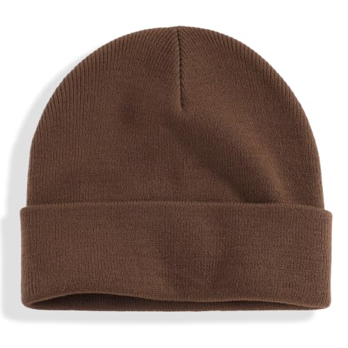 Connectyle Men's Cuffed Beanie Hat Double Layer Knit Winter Watch Cap - color: Coffee