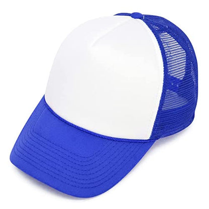 MR.R Sublimation Blanks Polyester Mesh Cap Mesh Hat Two Tone Trucker Summer Mesh Cap with Adjustable Snapback,2pcs per Pack - color: Blue