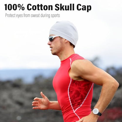 100% Cotton Skull Caps for Men Women, Sleeping Cap Beanie for Locs - color: Set C