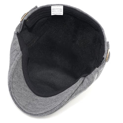 Men's Cotton Newsboy Hats Flat Ivy Gatsby Cap Irish Cabbie Ivy Driving Hunting Hat - color: Dark Grey