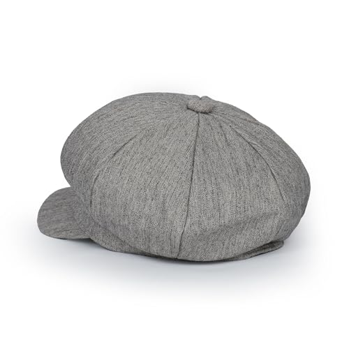 ililily Washed Cotton Newsboy Cabbie Cap Corduroy Duck Bill Flat Hunting Hat - color: Herringbone Light Grey