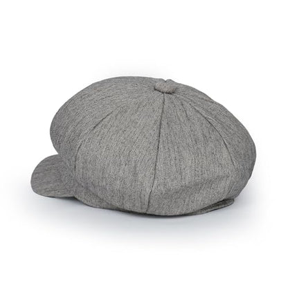ililily Washed Cotton Newsboy Cabbie Cap Corduroy Duck Bill Flat Hunting Hat - color: Herringbone Light Grey