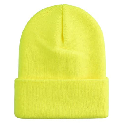 e4Hats.com 12 inch Cuffed Knit Long Beanie - color: Safety Yellow