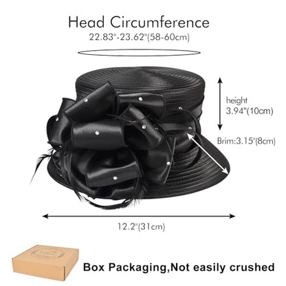 2026 Bucket Hats for Women Ladies Girls, Autumn Winter Fascinator Hat for Derby Kentucky Church Bridal UV Protection - color: A-4585-black