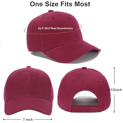 ZH Plain Adjustable Baseball Cap - Lot of 12 Unisex Blank Design Caps - color: Wine Red