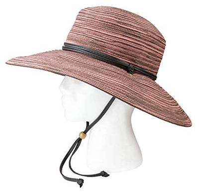 Sloggers Women's Wide Brim Braided Sun Hat with Wind Lanyard - UPF 50+ Maximum Sun Protection - color: Pink