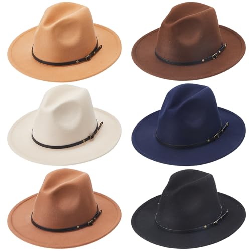 Hercicy 6 Pcs Fedora Hats for Women Men - color: Multicolor