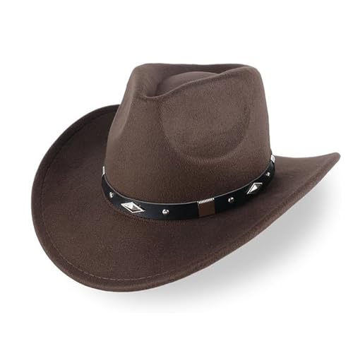 Unisex Cowboy Hat for Men and Women, Classic Denim Hat with Wide Brim, Adjustable Band, Perfect for Western Theme Parties - color: Brown