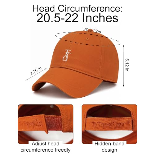 Kids Washed Cotton Baseball Cap, Unstructured Adjustable Toddler Hat for Boys & Girls - color: Orange