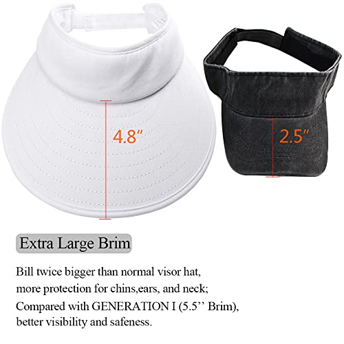 Sun Visor Hats Women Large Brim Summer UV Protection Beach Cap - color: White