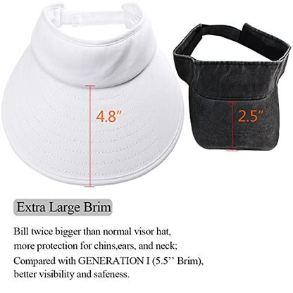 Sun Visor Hats Women Large Brim Summer UV Protection Beach Cap - color: White