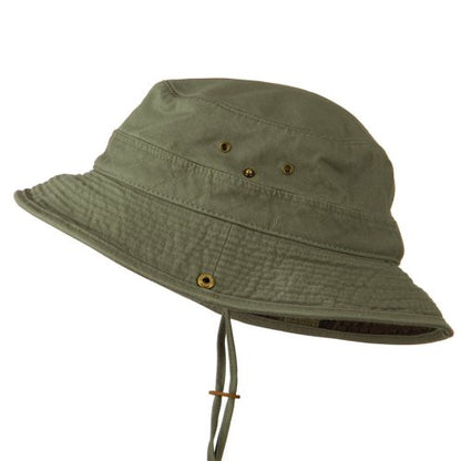 e4Hats.com Big Size Camouflaged Brim Cotton Washed Bucket Hat - color: Olive, size: X-Large-XX-Large