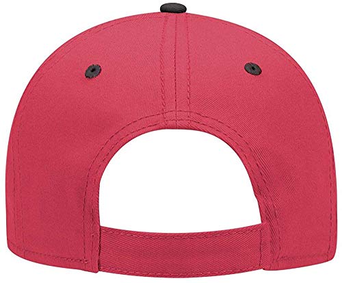 Ashen Fane 6 Panel Structured Low Profile Superior Cotton Twill Basic Baseball Hat - color: Blk/Red/Red