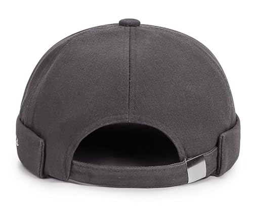 DIYDECAL Retro Brimless Skullcap Hat Docker Cap,Sailor Worker Hat Beanie Hat for Mens - color: Grey