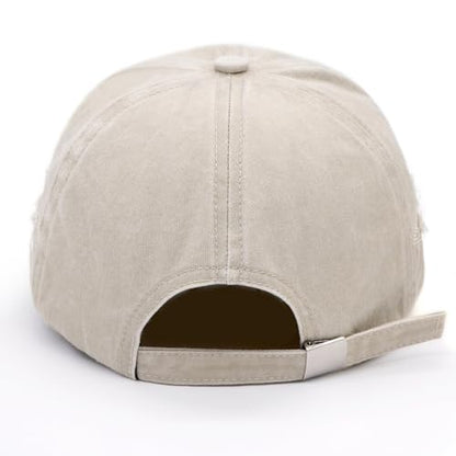 Retro Washed Distressed Baseball Cap with Five Pointed Stars for Women Men - color: Beige